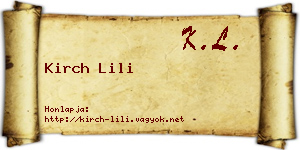 Kirch Lili névjegykártya